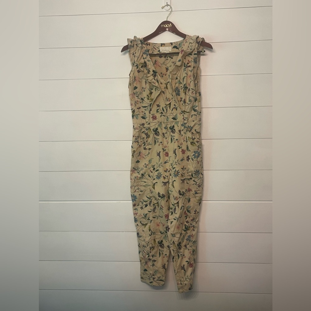 Anthropologie Floral Beige Jumpsuit